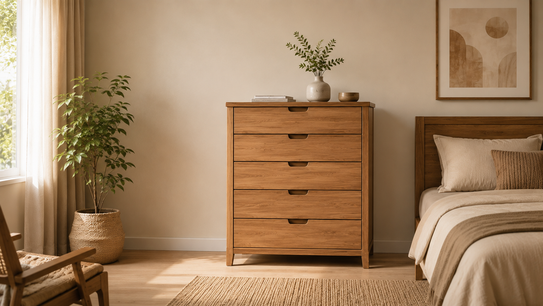 Solid Wood Chest of Drawers in a Modern Bedroom