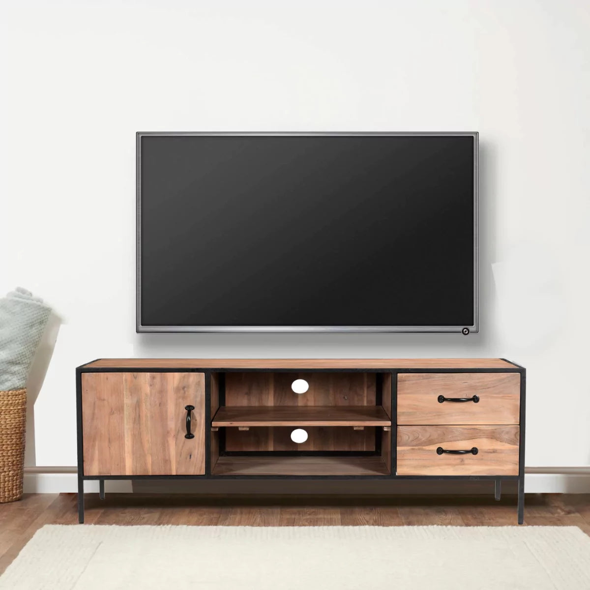Acenwood Solid Wood TV Units with Storage - RadiantFurn
