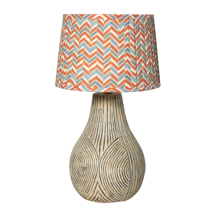 Artiglo Patterned Natural Mango Wood Table Lamp with Bulb (Without Shade).