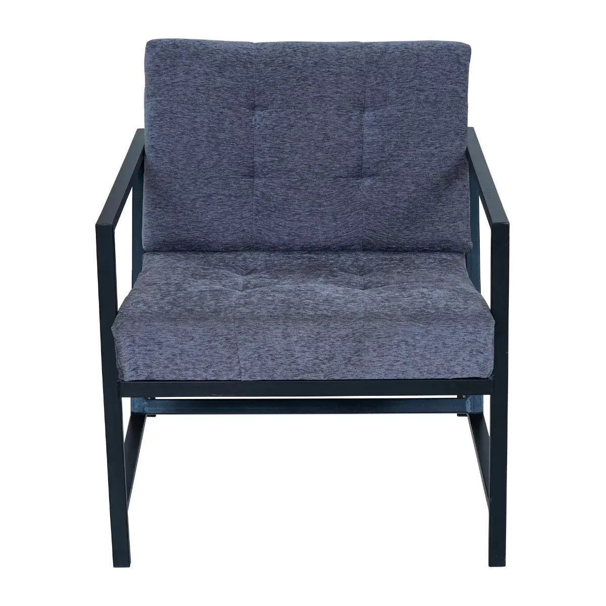 Branox Grey Tufted Fabric Accent Chair with Metal Frame.
