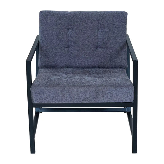 Branox Grey Tufted Fabric Accent Chair with Metal Frame.