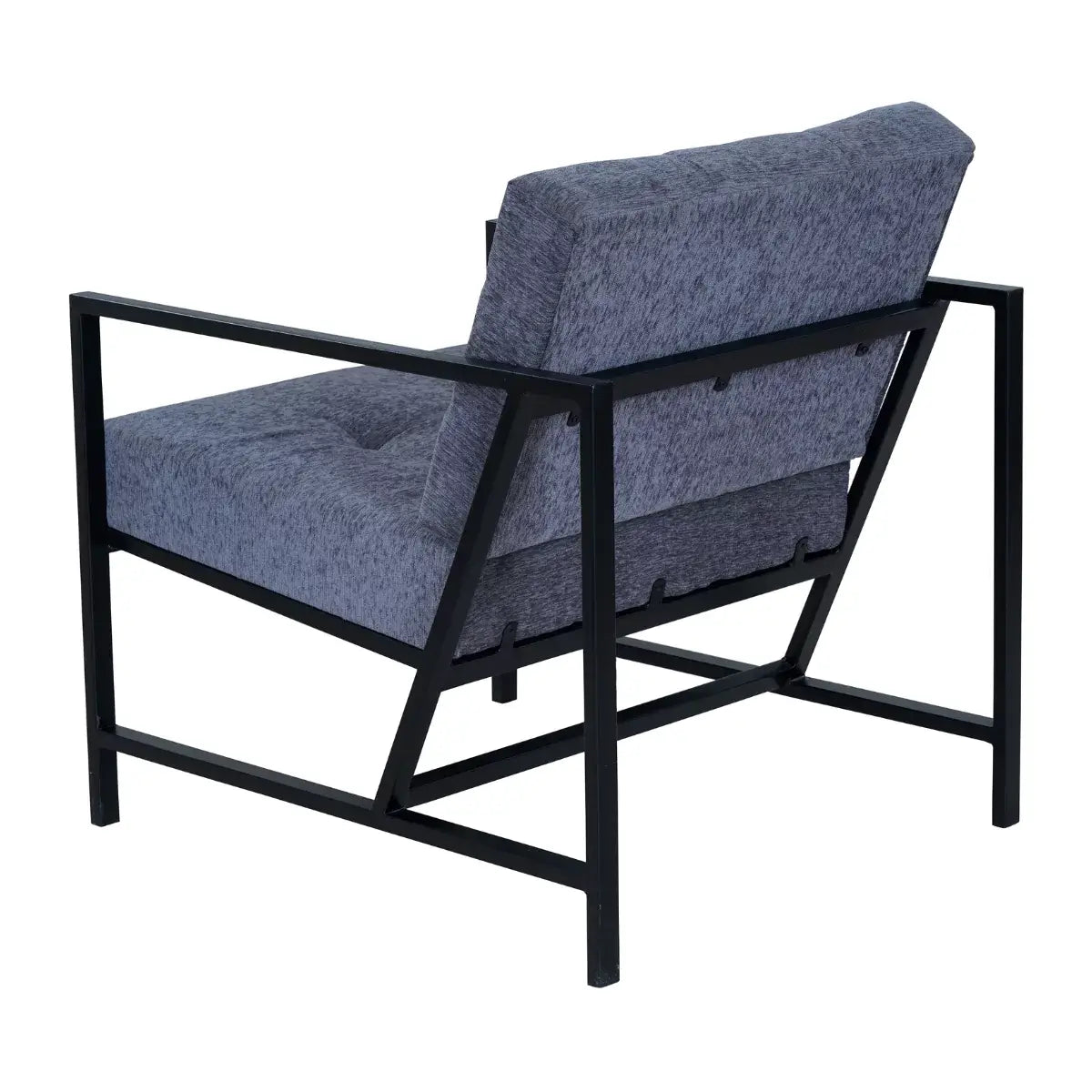Branox Grey Tufted Fabric Accent Chair with Metal Frame.