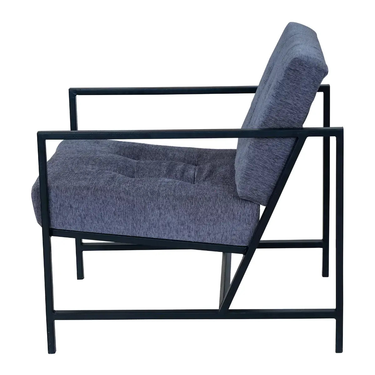 Branox Grey Tufted Fabric Accent Chair with Metal Frame.