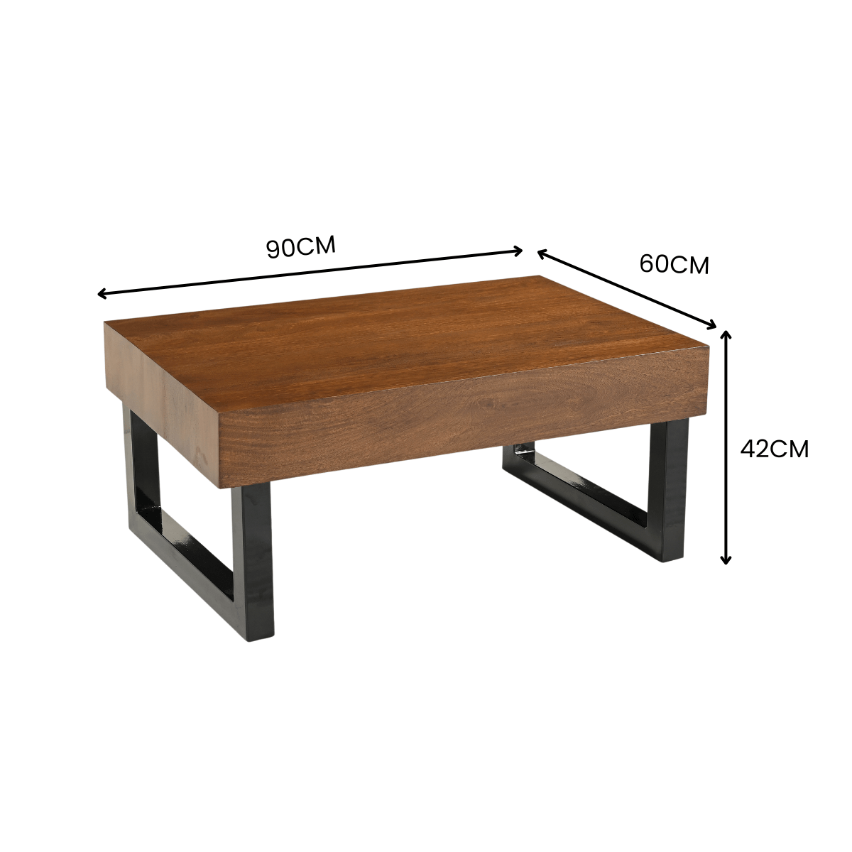 Browrect Modern Solid Wood Industrial Center Table - RadiantFurn