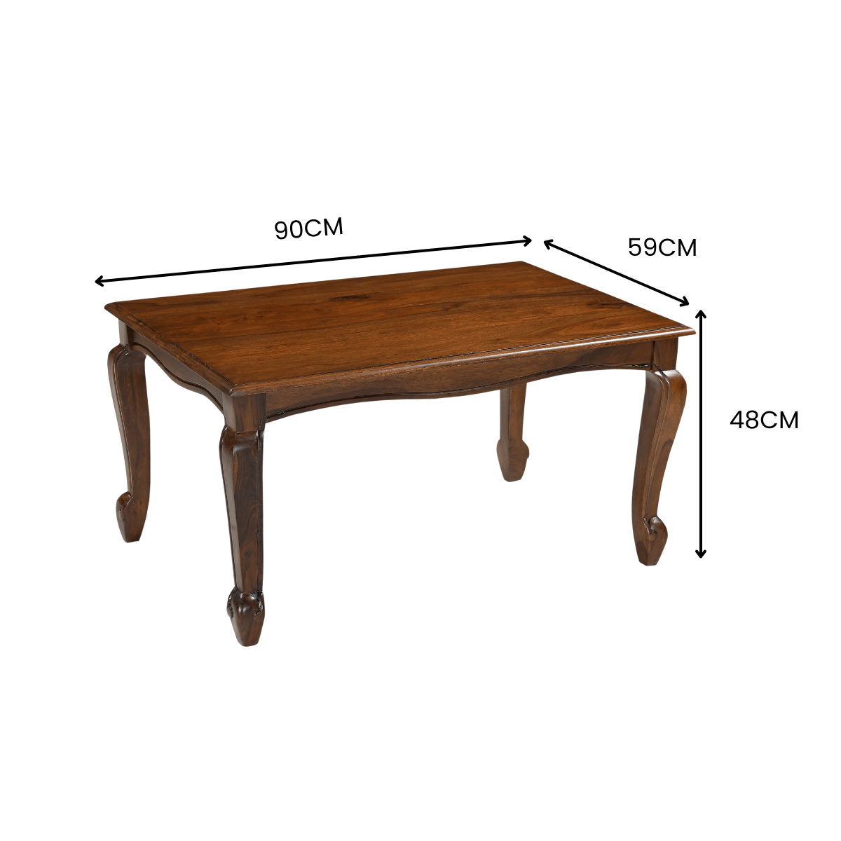 Cabriona Solid Wood Traditional Rectangle Center Table - RadiantFurn