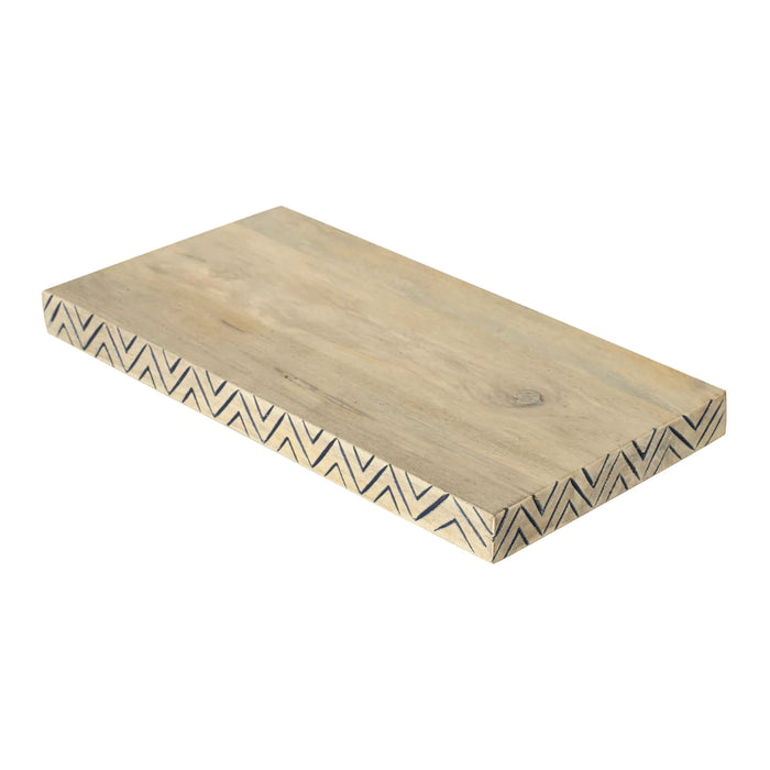 Chevron Pattern Rustic Solid Mango Wood Rectangle Chopping Board.