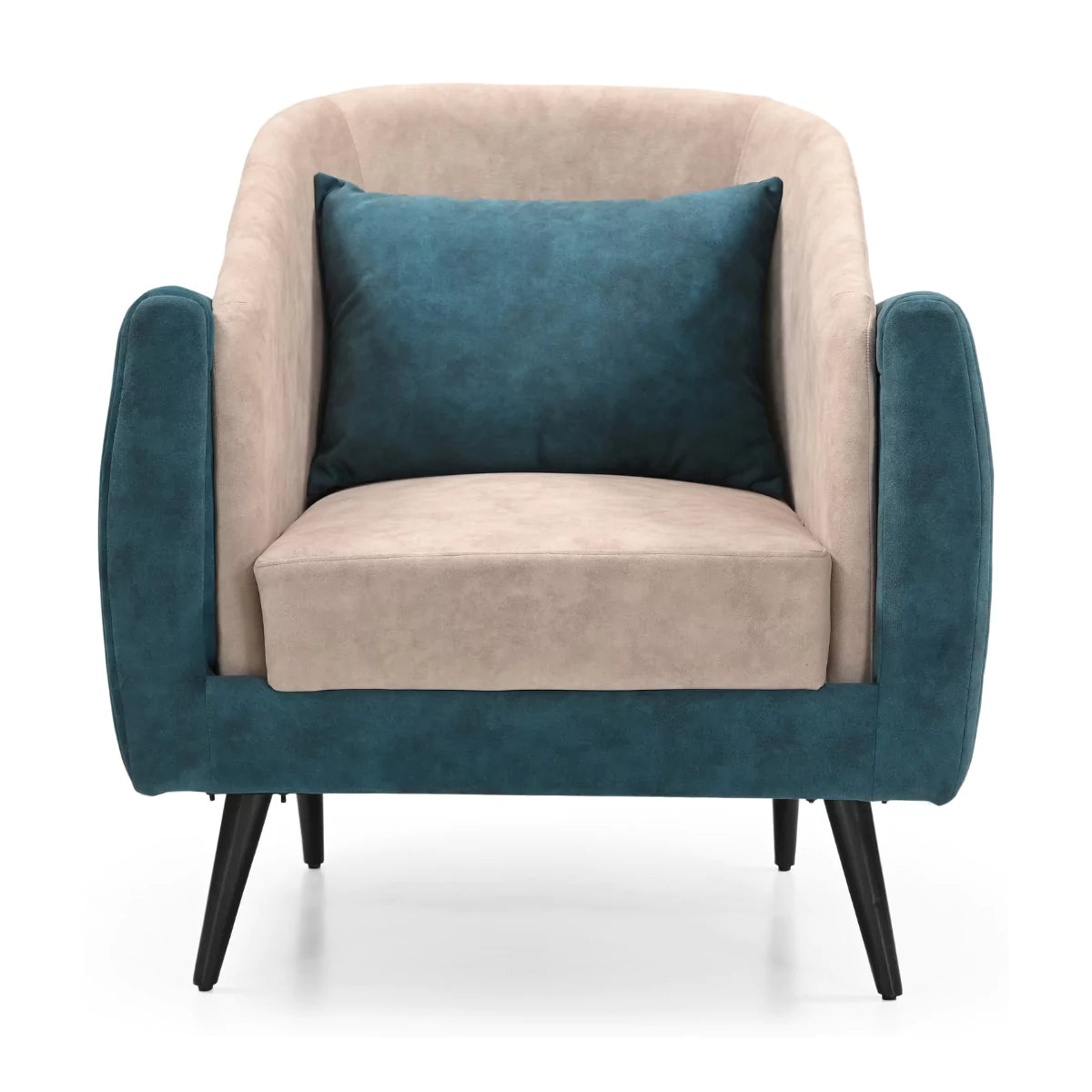 Cosmira Elegant Beige and Teal Accent Chair for Modern Living Spaces