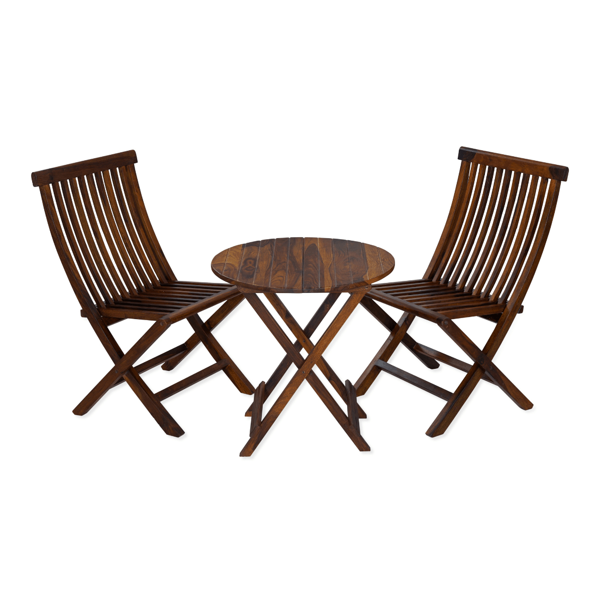 Flexura Solid Wood 2 Seater Folding Dining Table and Chairs Set - RadiantFurn
