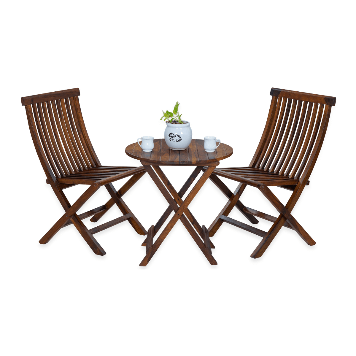Flexura Solid Wood 2 Seater Folding Dining Table and Chairs Set - RadiantFurn
