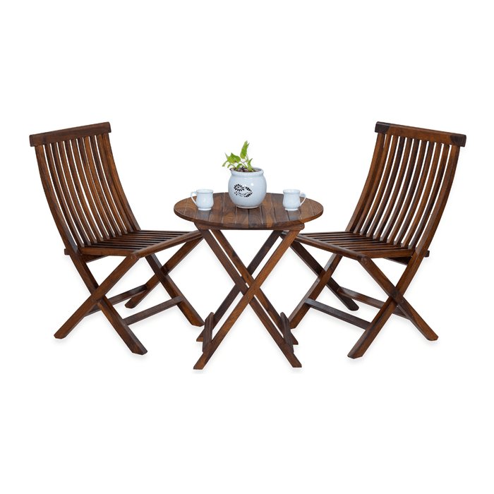 Flexura Solid Wood 2 Seater Folding Dining Table and Chairs Set - RadiantFurn