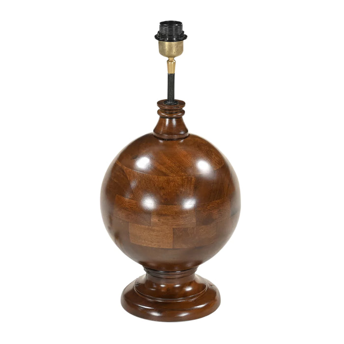 Globeura Contemporary Natural Mango Wood Lamp with Bulb (Without Shade).