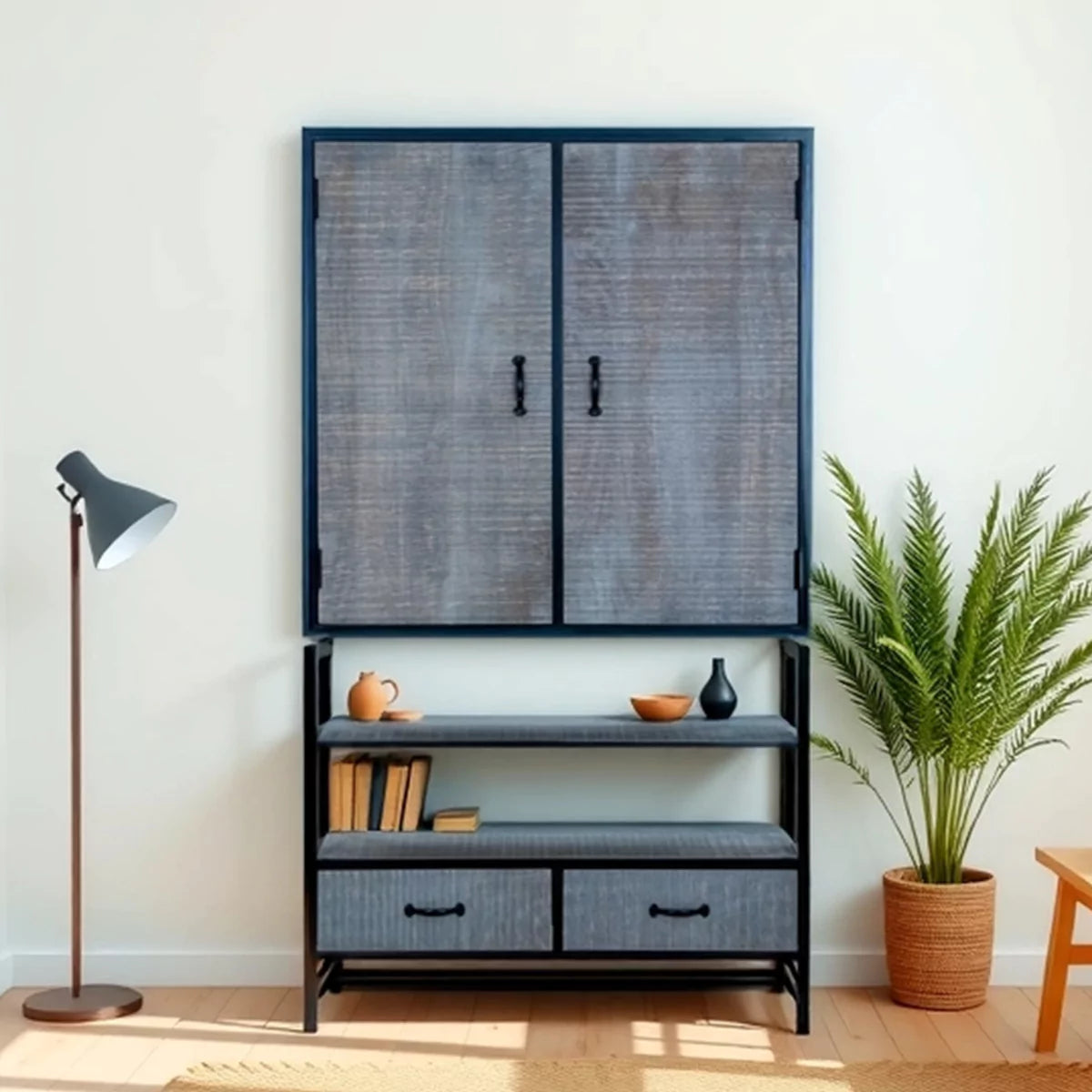 Grey Aara  2 door wardrobe - RadiantFurn