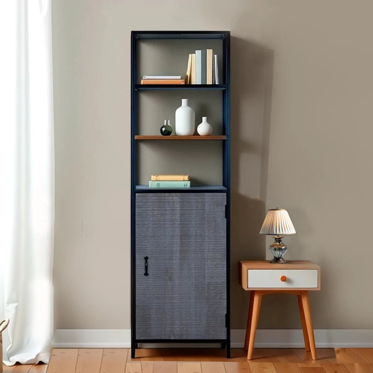 Grey Aara Single Door Wardrobe - RadiantFurn