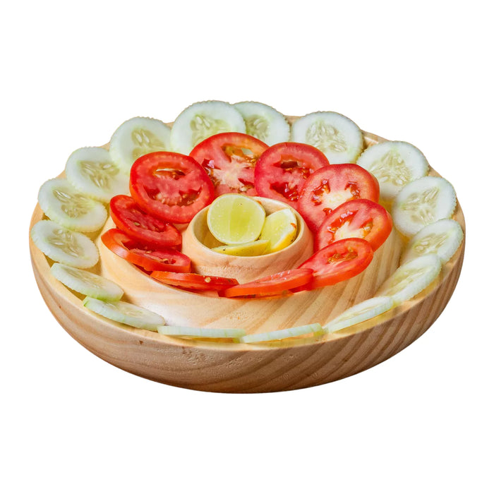 Maajeesa Solid Wood Round Wooden Platter for Salad - RadiantFurn