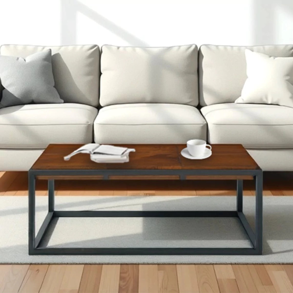 Metron Solid Wood Modern Rectangle Center Table - RadiantFurn