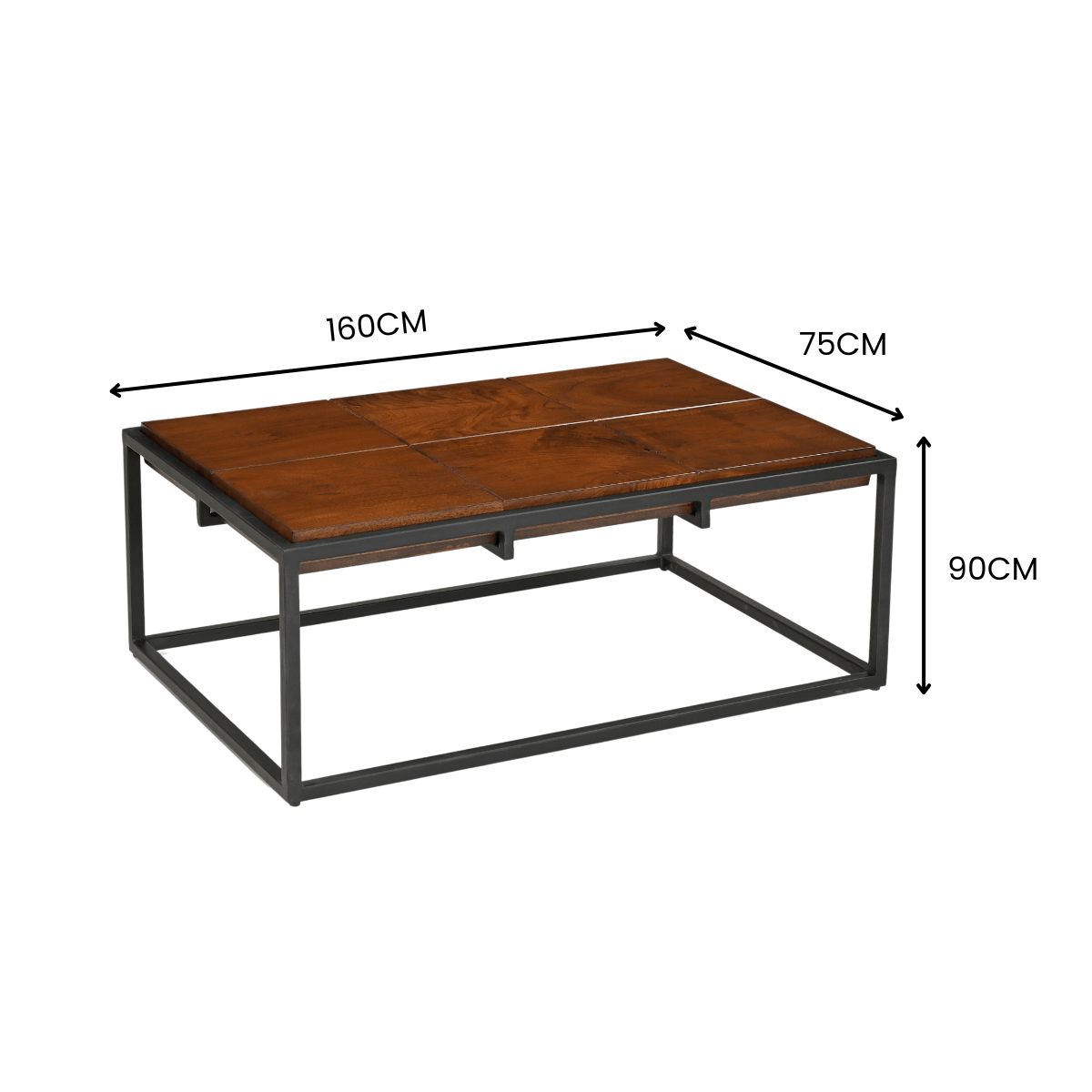 Metron Solid Wood Modern Rectangle Center Table - RadiantFurn