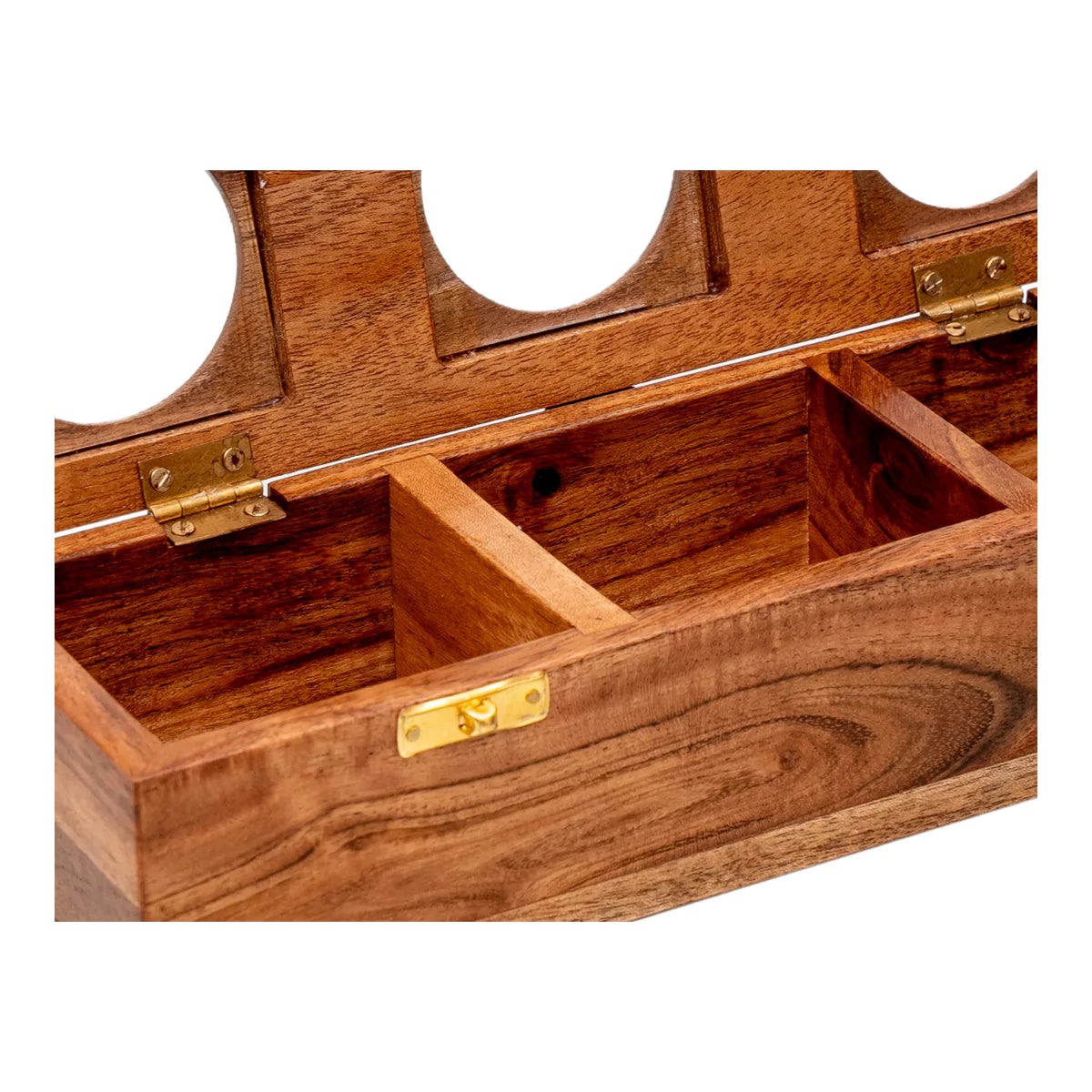Rustic Fruit Box Multi Purpose Rustic Brown Wooden Dry Fruit Box with 3 Compartments ...