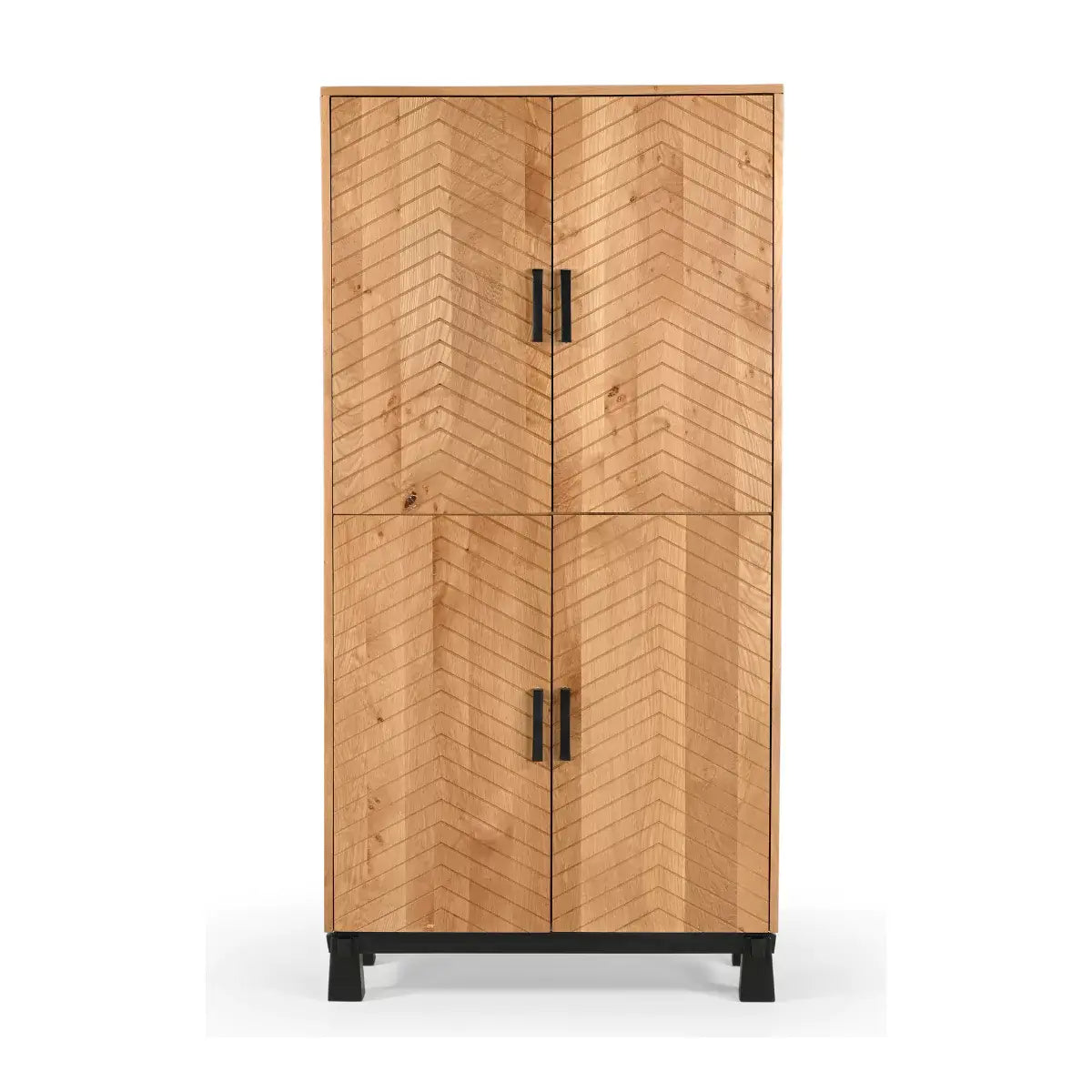 Relya Solid Natural Oak Wood 4 Door Almirah.