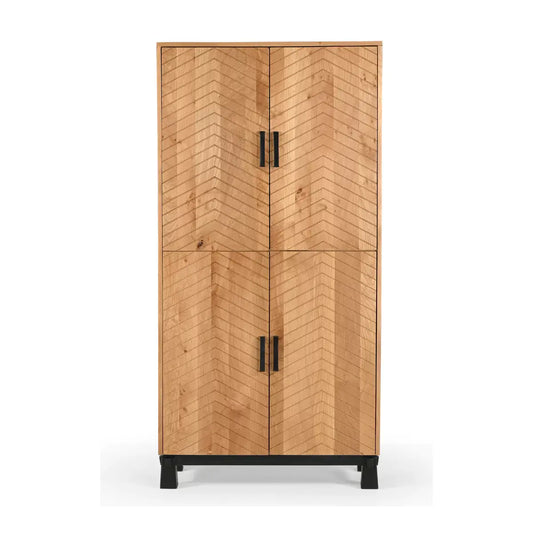 Relya Solid Natural Oak Wood 4 Door Almirah.