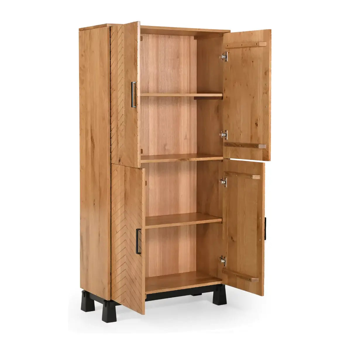Relya Solid Natural Oak Wood 4 Door Almirah.