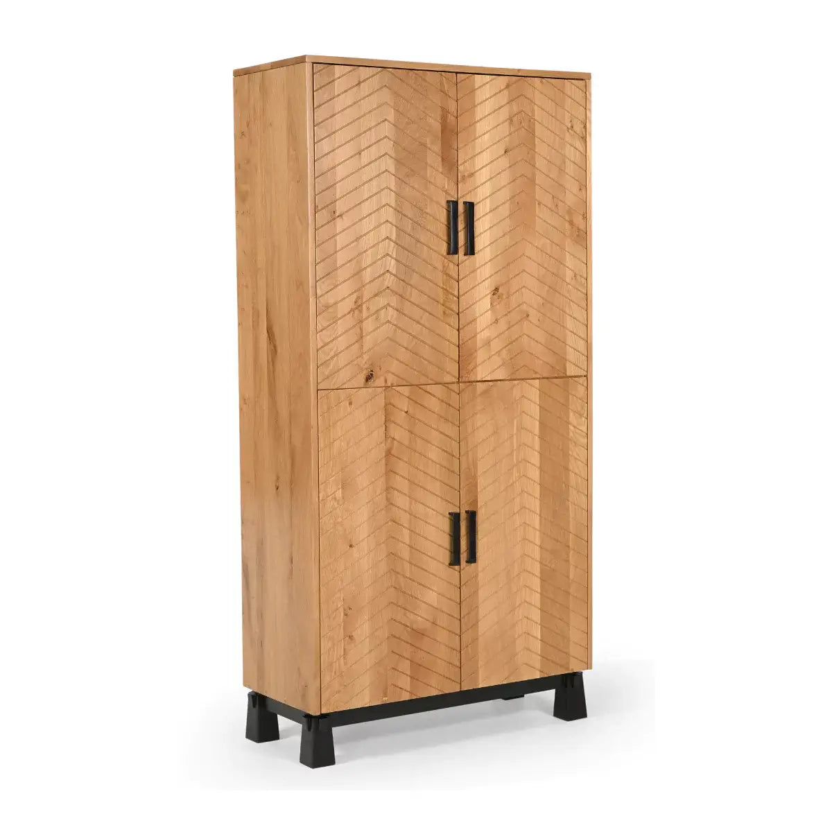 Relya Solid Natural Oak Wood 4 Door Almirah.