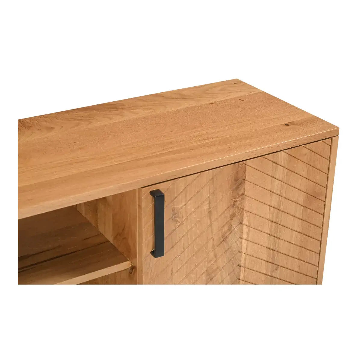 Relya Solid Natural Oak Wood TV Cabinet with Storage.