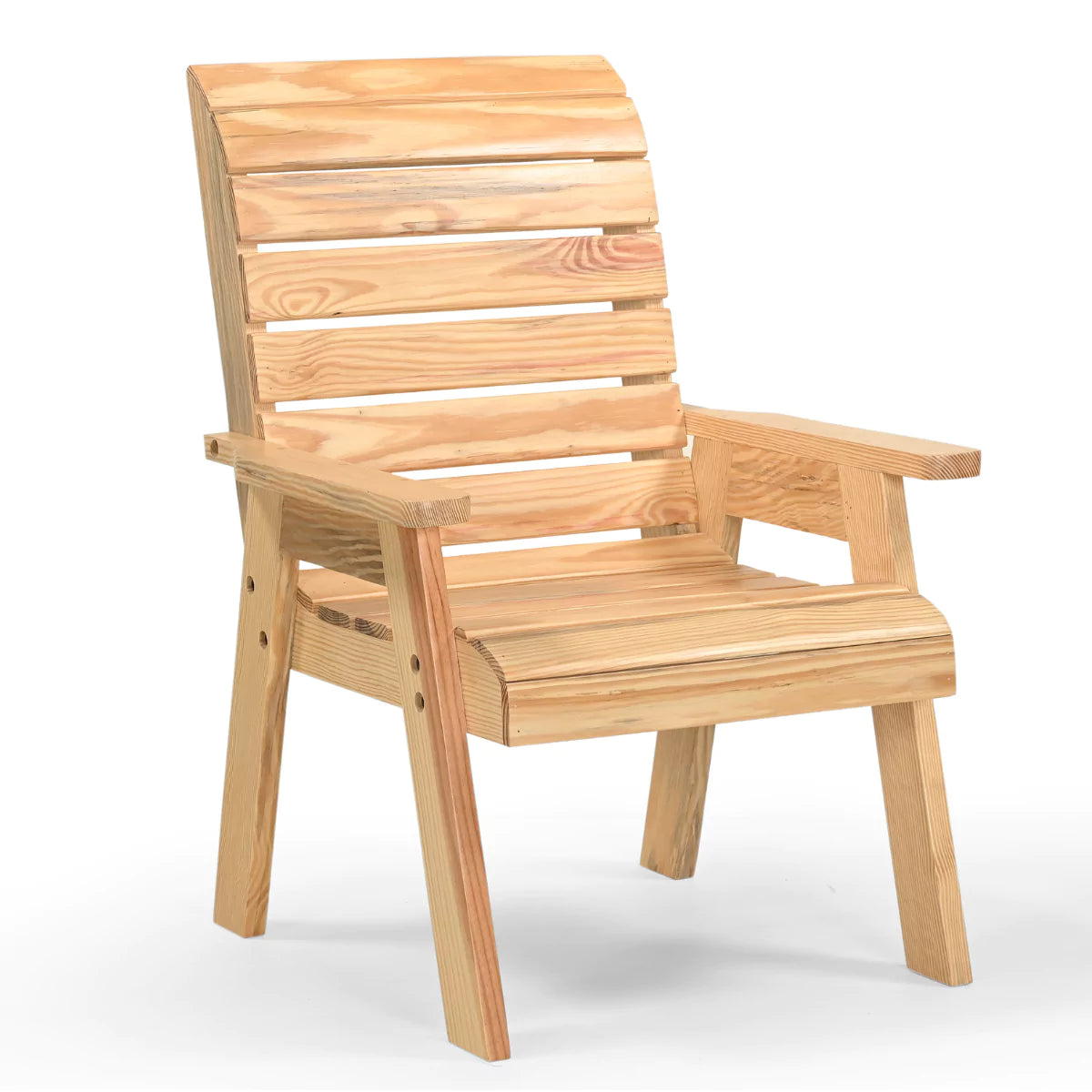 Rustico Slatted Solid Wood Outdoor Chair with Armrests - RadiantFurn