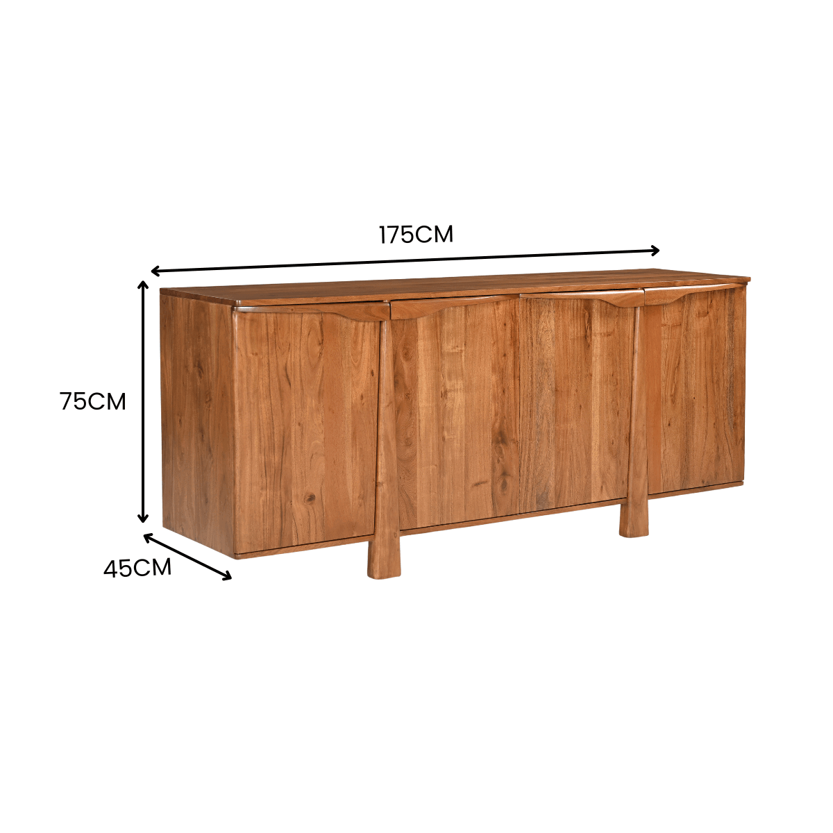 Rylith Large Solid Wood 4 Door Sideboard Cabinet - RadiantFurn