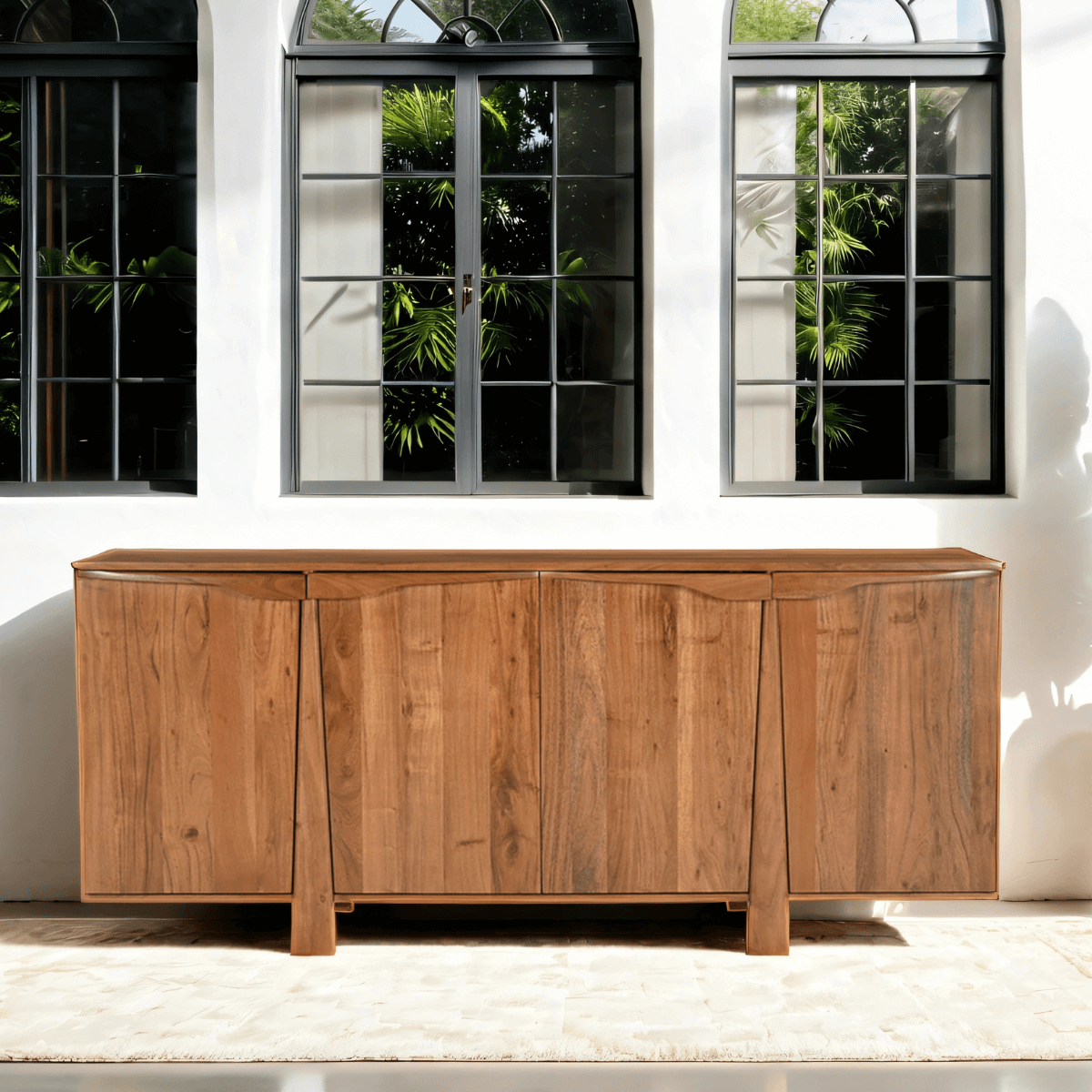 Rylith Large Solid Wood 4 Door Sideboard Cabinet