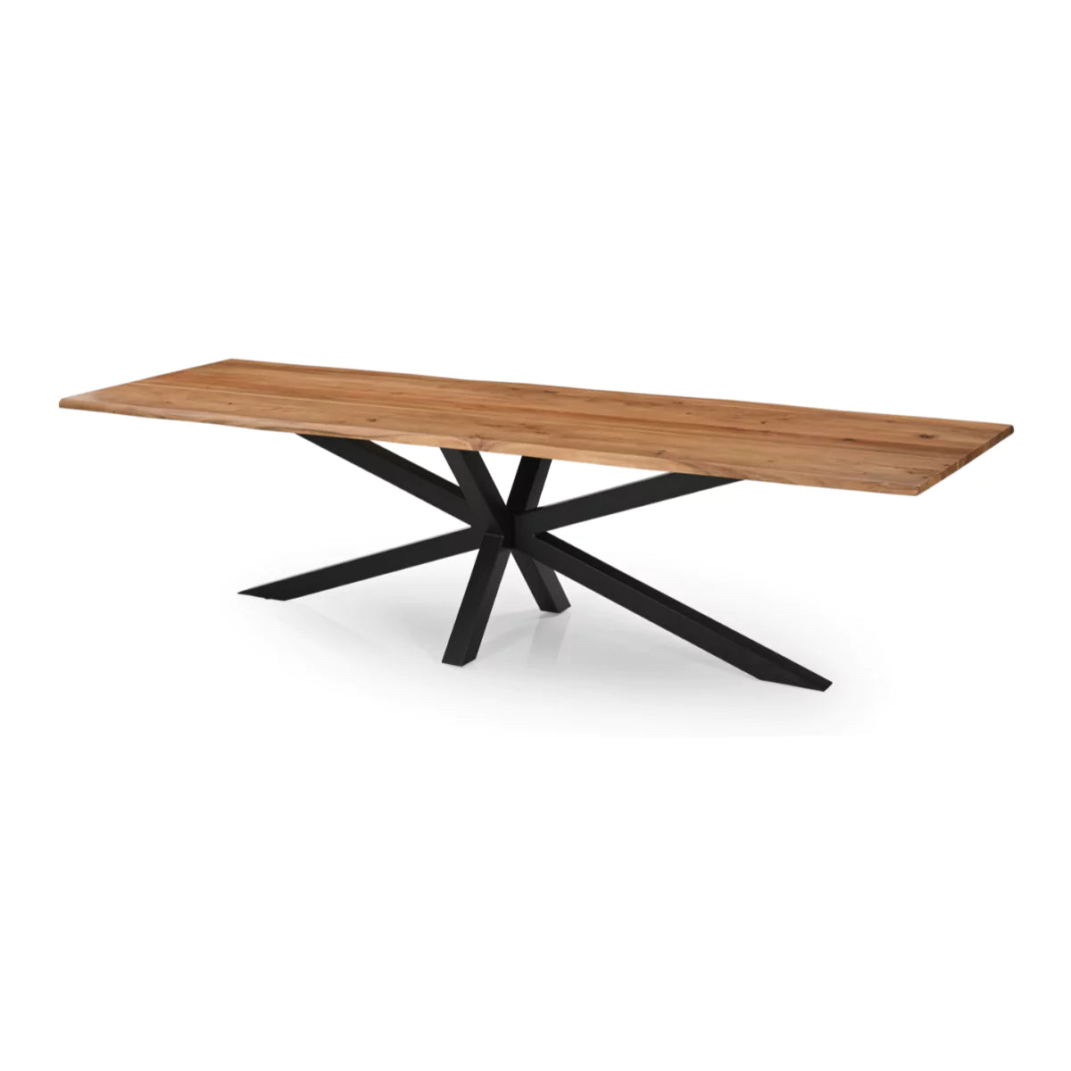 Spireon Solid Wood Rectangle 8 Seater Dining Table With Black Metal Legs