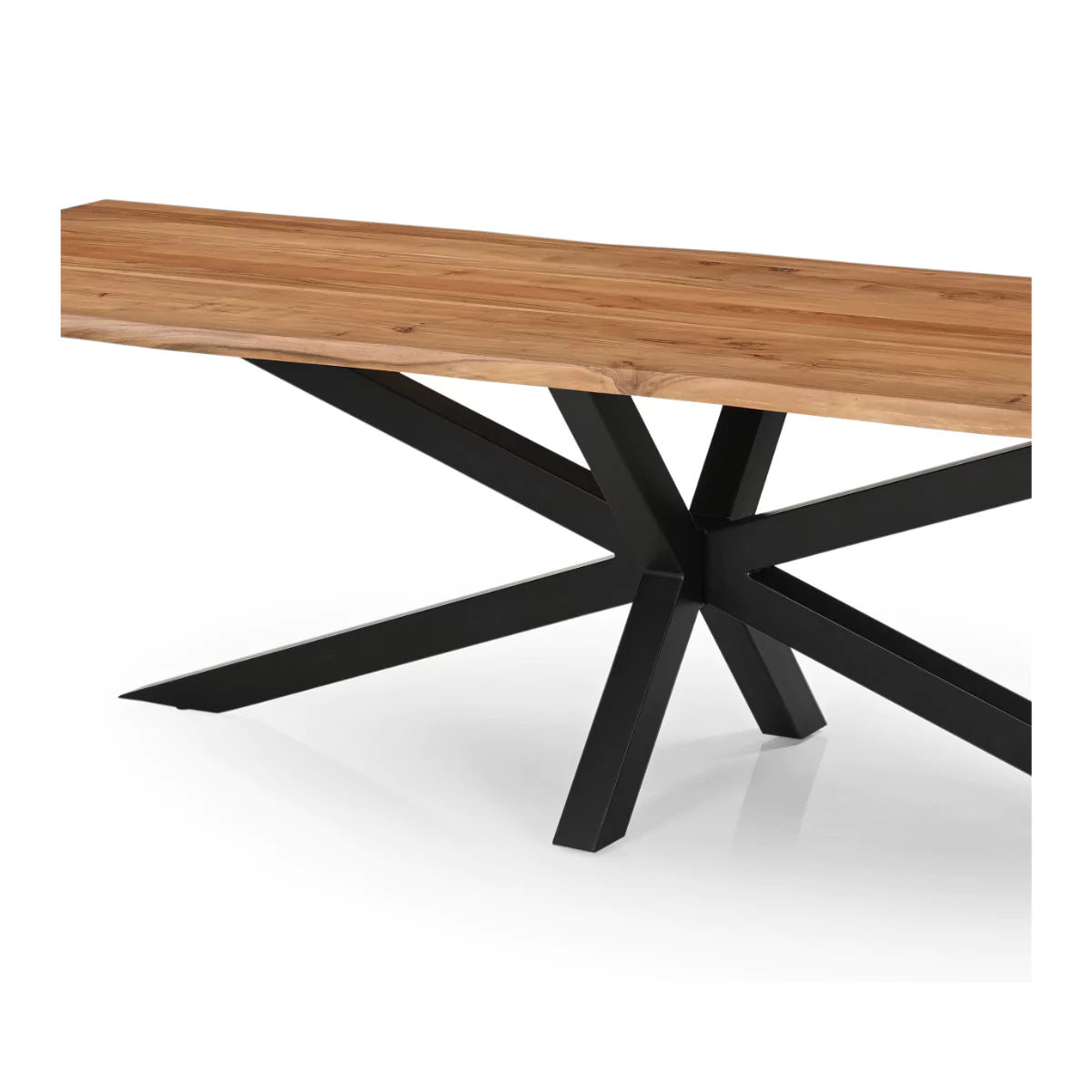 Spireon Solid Wood Rectangle 8 Seater Dining Table With Black Metal Legs