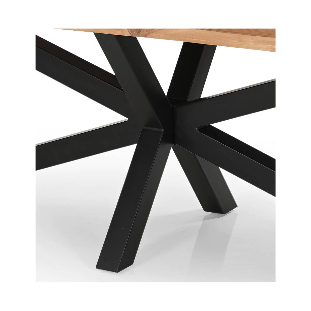Spireon Solid Wood Rectangle 8 Seater Dining Table With Black Metal Legs