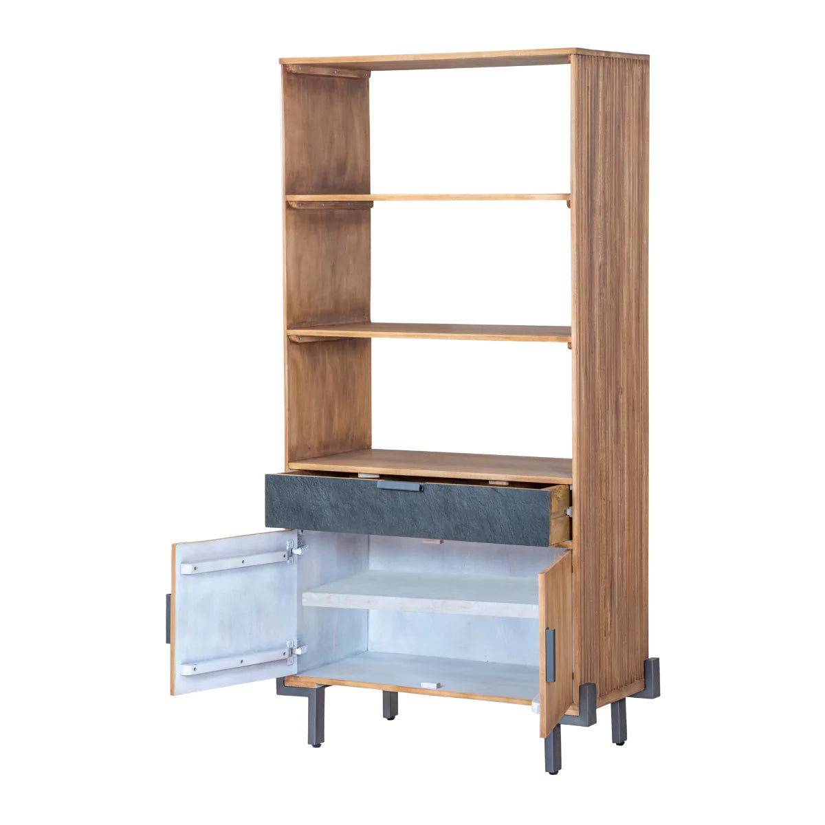 Trilona Bookshelf With Doors - RadiantFurn