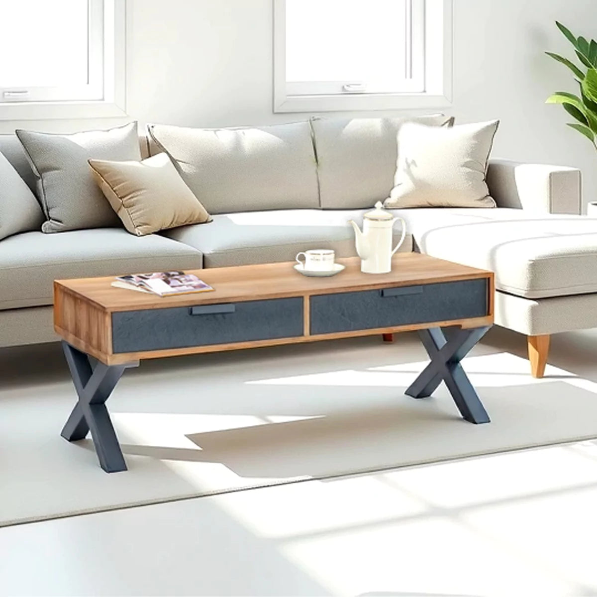 Trilona Coffee Table With 4 Drawers - RadiantFurn