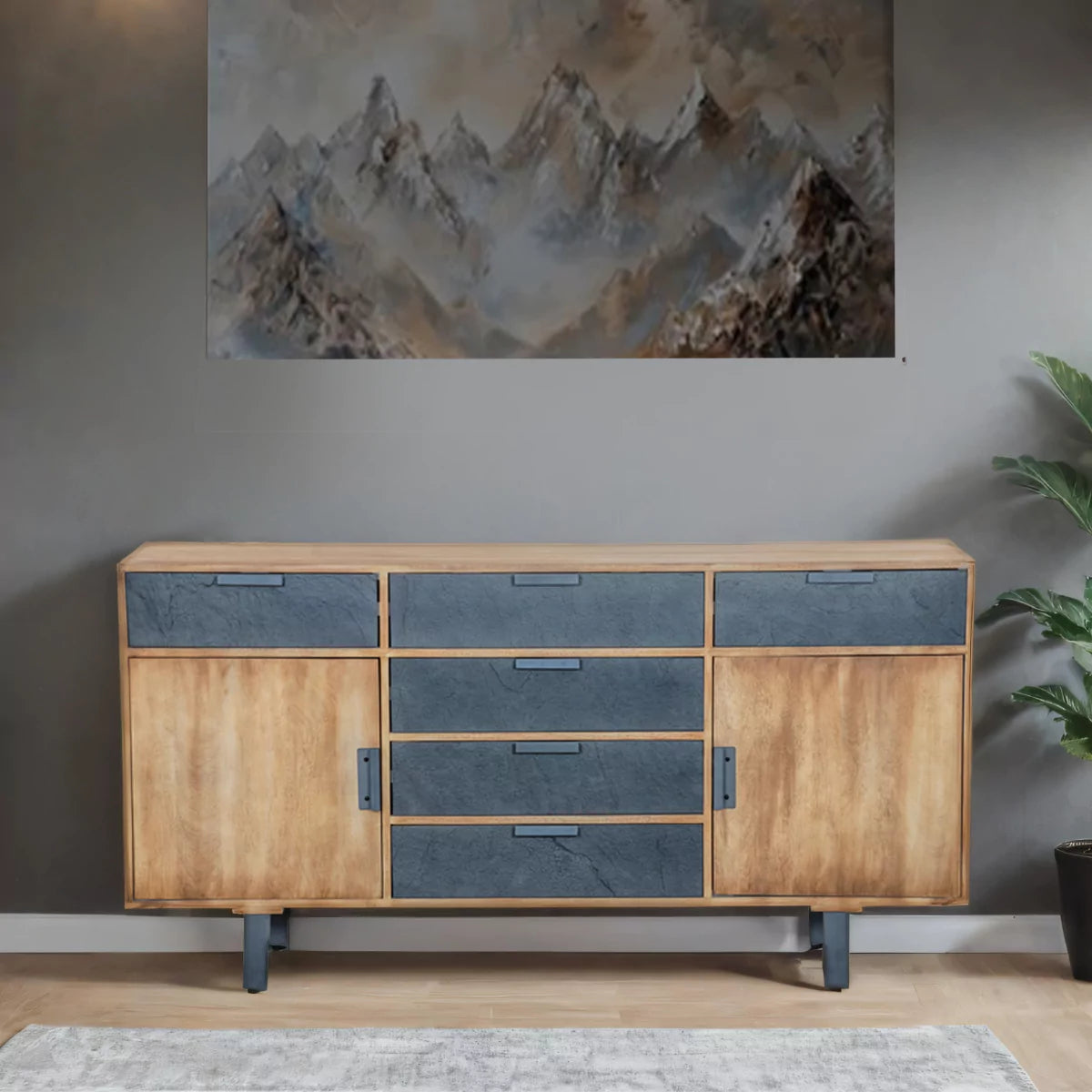 Trilona Sideboard Cabinet With 2 Door & 6 Drawers - RadiantFurn