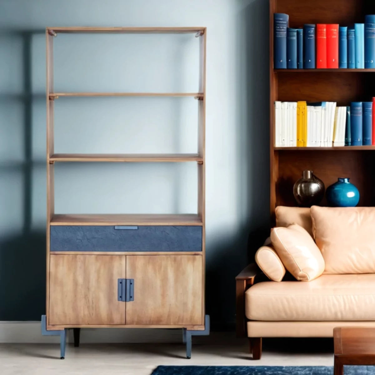 Trilona Bookshelf With Doors - RadiantFurn