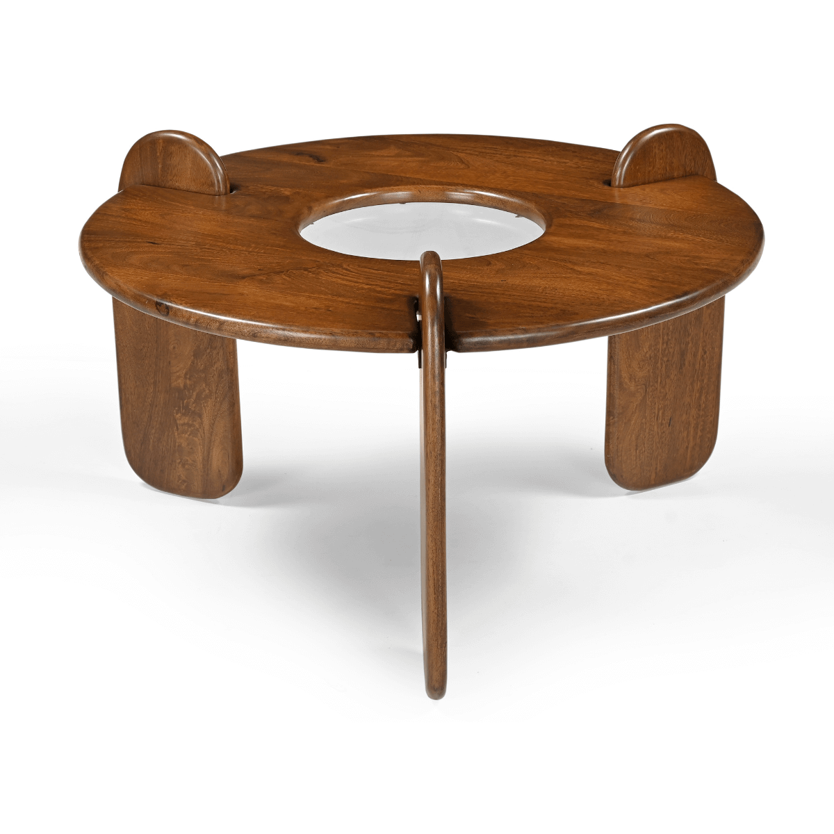 Trivena Solid Wood Contemporary Round Center Table - RadiantFurn