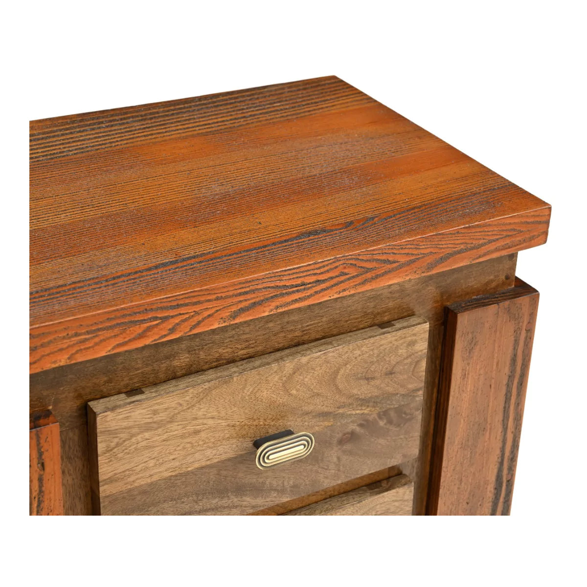 Twonique Solid Wood Rustic 3 Drawer Side Table - RadiantFurn