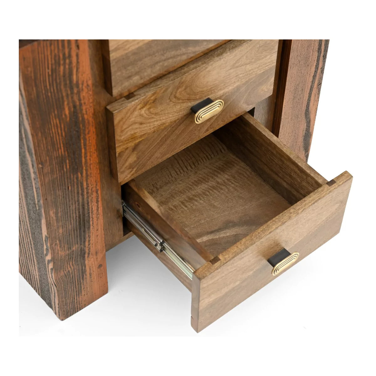 Twonique Solid Wood Rustic 3 Drawer Side Table - RadiantFurn