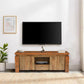 Twonique Solid Wood Rustic TV Unit With Storage - RadiantFurn