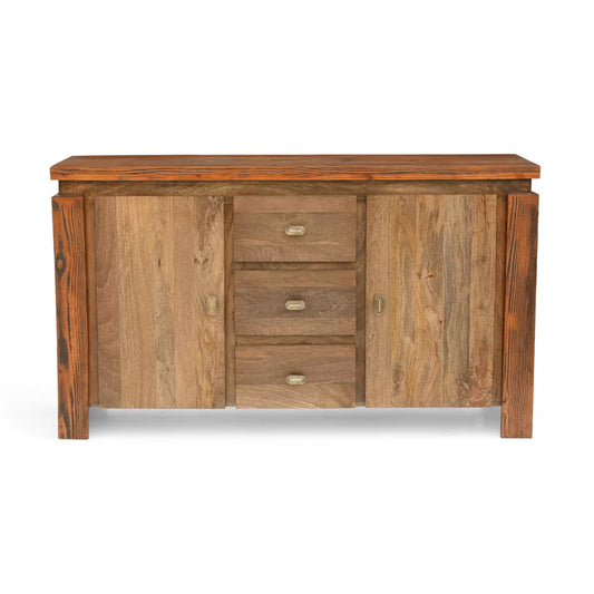 Twonique Solid Wood Rustic Sideboard With 2 Doors and 3 Drawers