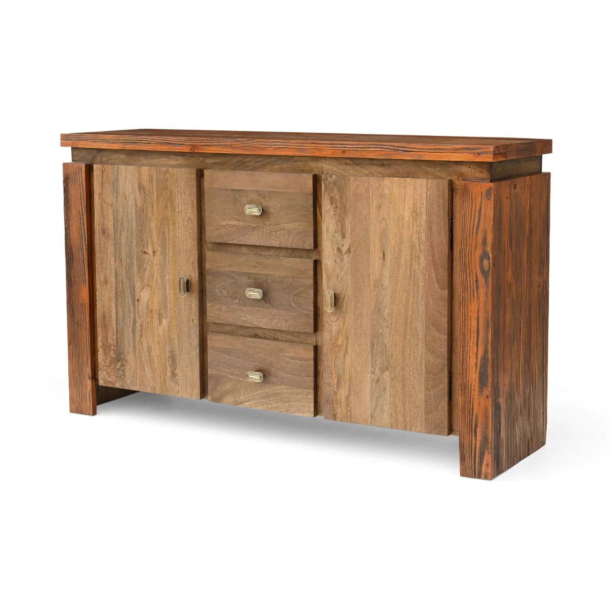 Twonique Solid Wood Rustic Sideboard With 2 Doors and 3 Drawers ...