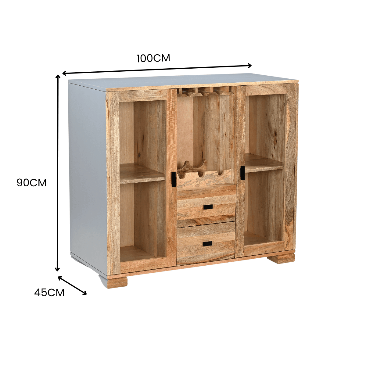 Vitrine Solid Wood Contemporary Glass Door Bar Cabinet - RadiantFurn
