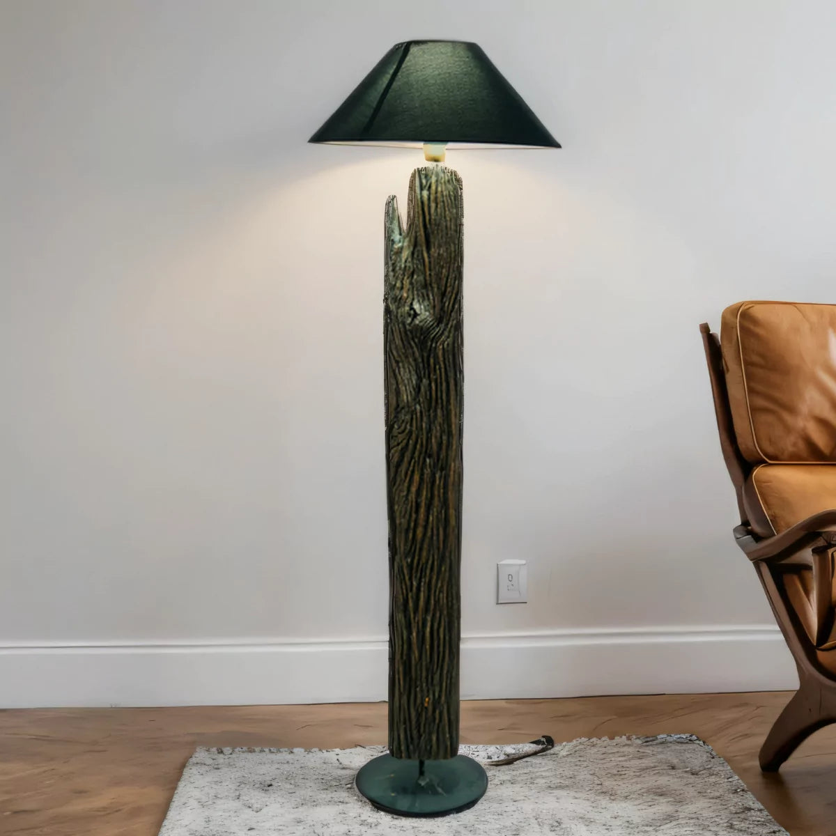 Woodspire Nature-Inspired Wooden Floor Lamp With Bulb (Without Shade).