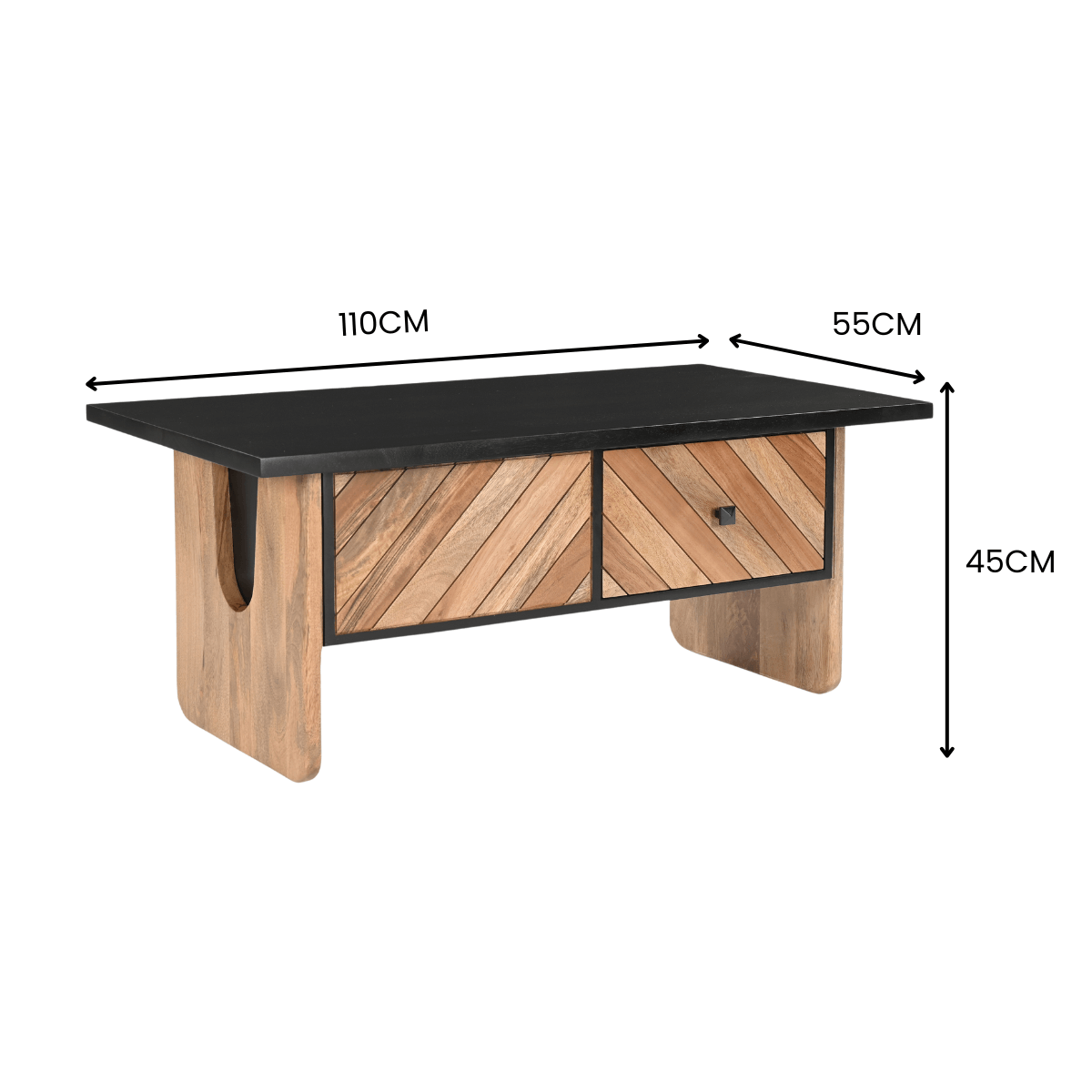 Zaritha Solid Wood 2 Drawer Coffee Table - RadiantFurn