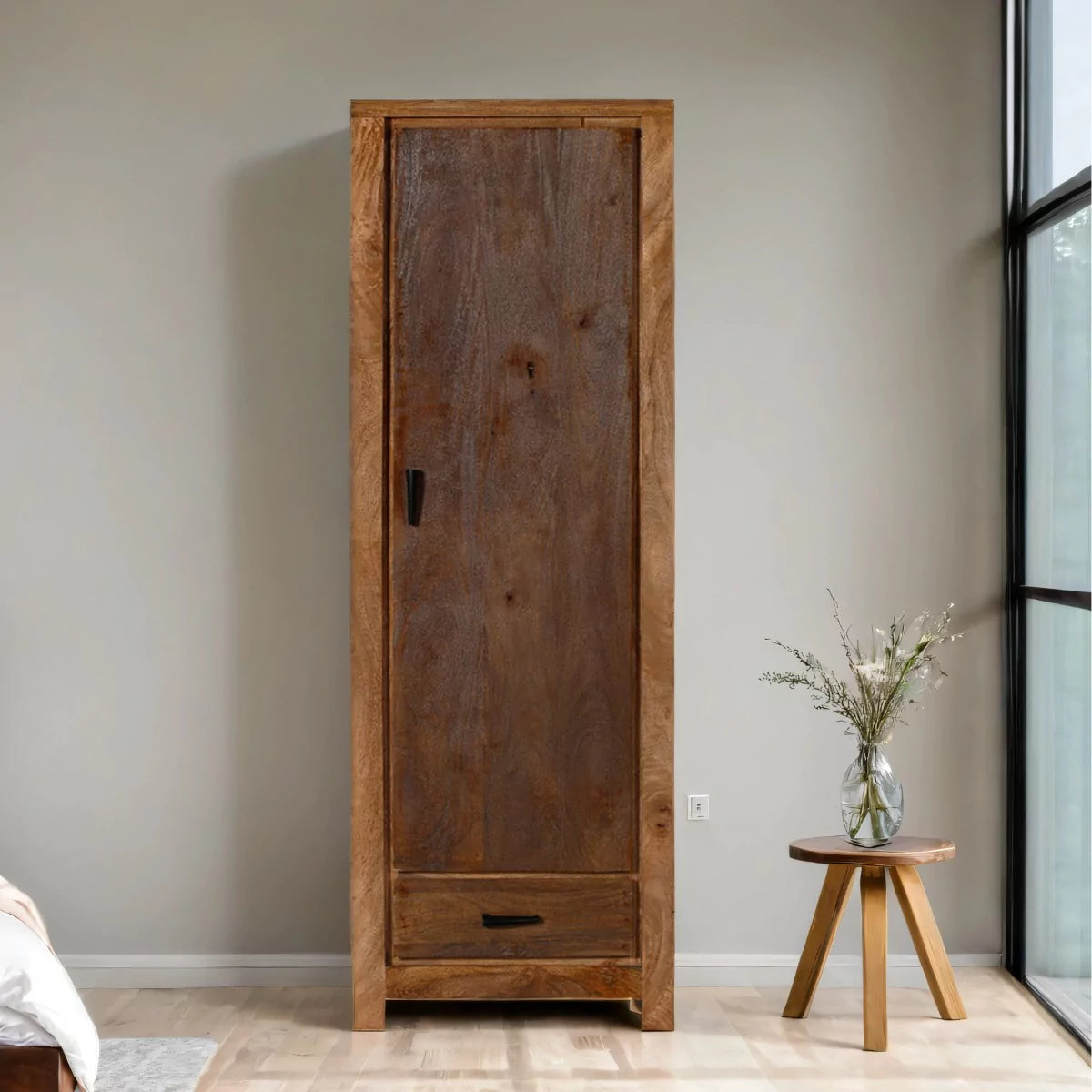 Zyvaan Single Door Wardrobe - RadiantFurn