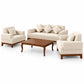Avelora 3-Piece Cream Upholstered Sofa Set with Wooden Coffee Table